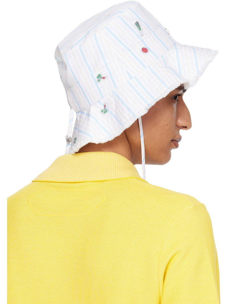 White & Blue 'The Artichaut' Bucket Hat 3