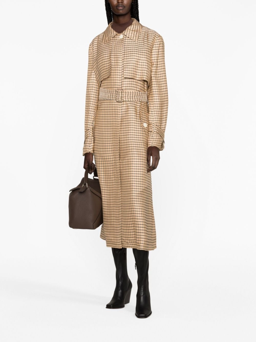 checkered trench coat - 2