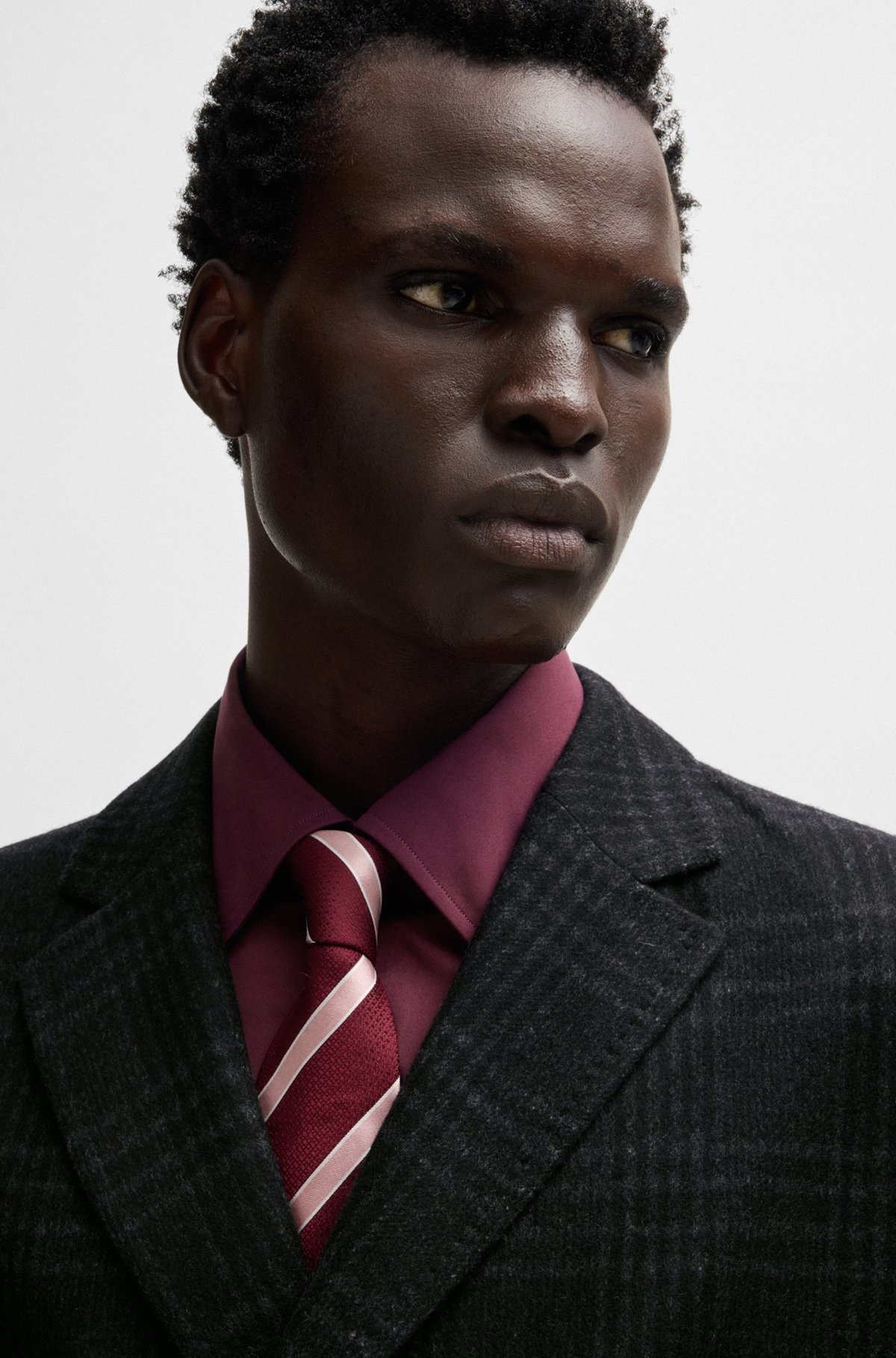 SLIM-FIT COAT IN CHECKED WOOL AND CASHMERE - 3