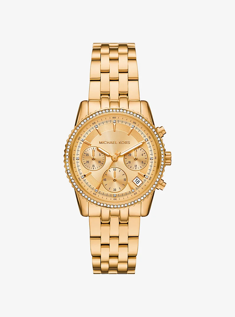 Mini Bryant Pavé Gold-Tone Watch - 1
