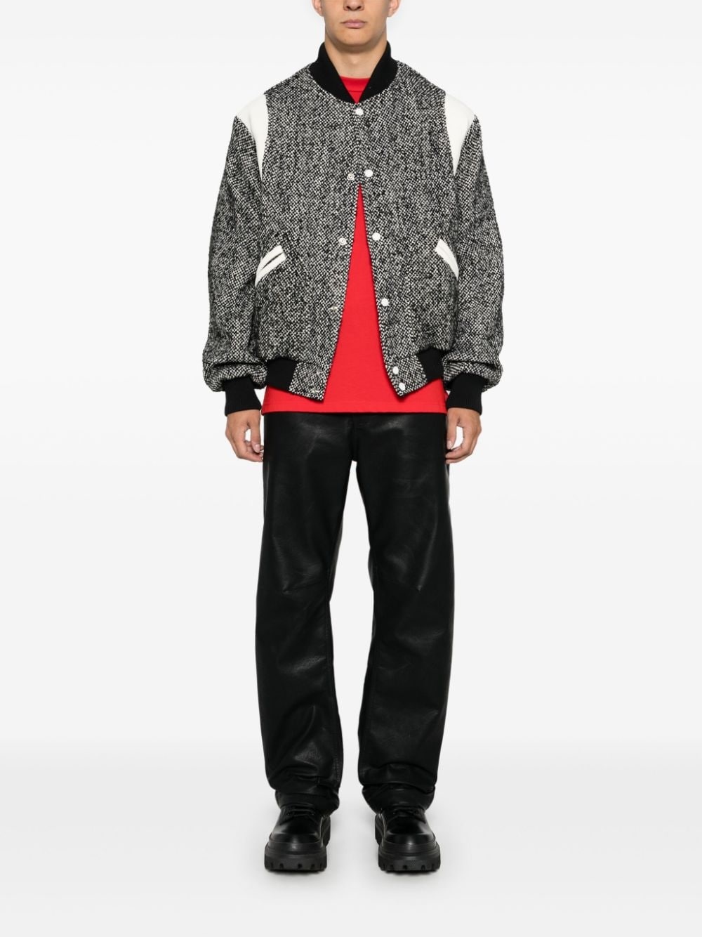 marl-knit varsity jacket - 2
