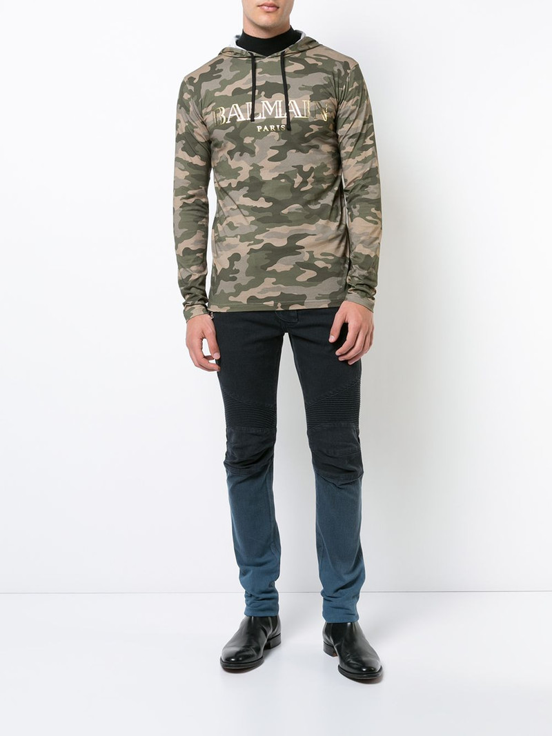 Balmain camouflage logo hoodie outlook