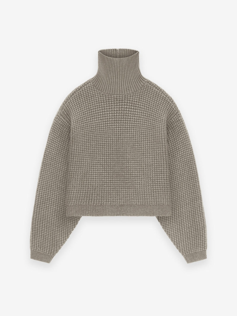 Women's Heavy Waffle Cropped Turtleneck 1