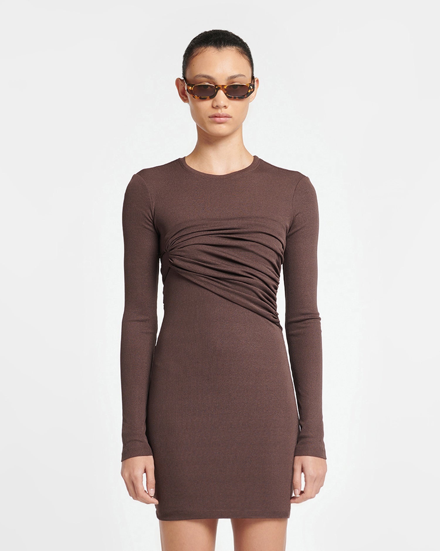 Draped Mesh-Jersey Mini Dress - 1