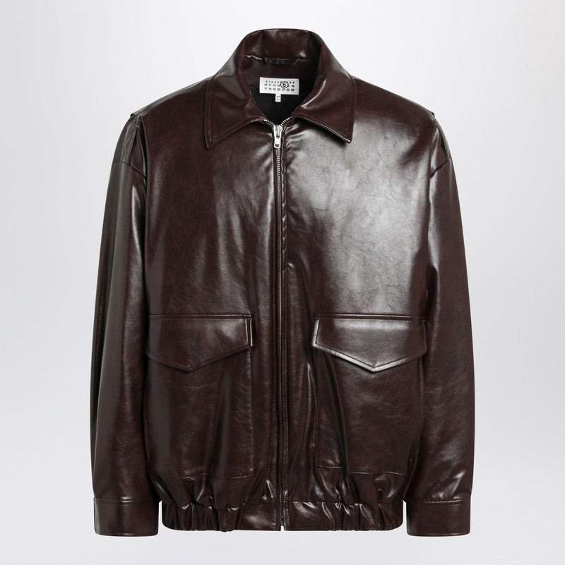 MM6 Maison Margiela faux leather zip bomber - 1
