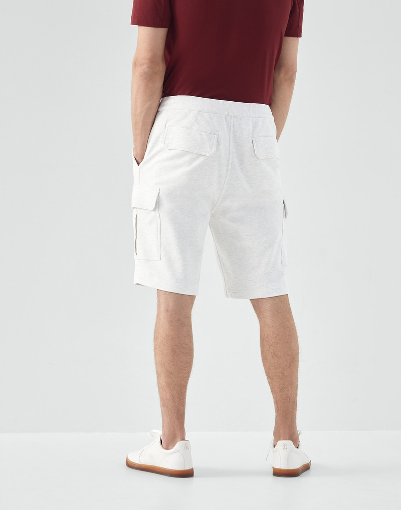 Brunello Cucinelli Techno cotton lightweight French terry Bermuda shorts with cargo pockets outlook