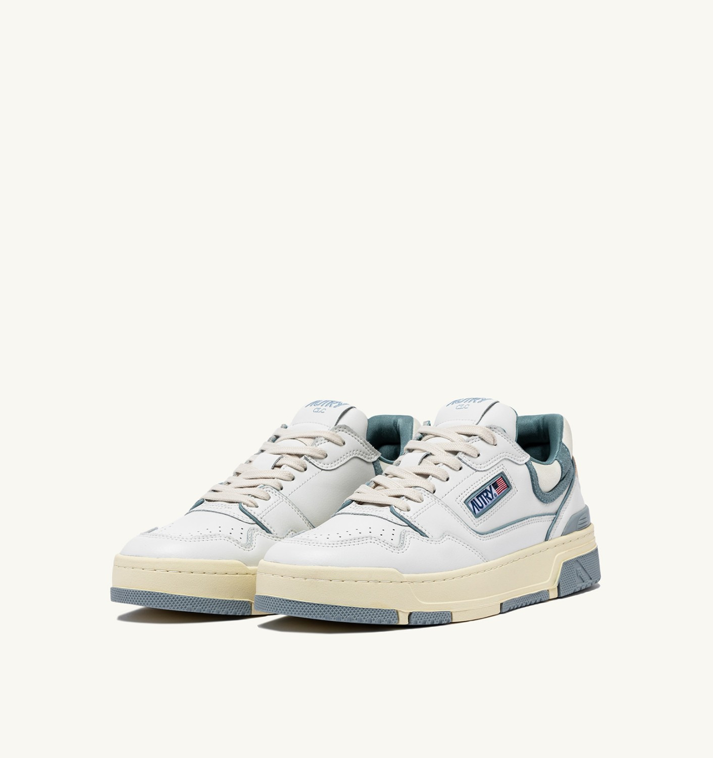 CLC LOW SNEAKERS IN WHITE LEATHER AND SILVER BLUE SUEDE - 2