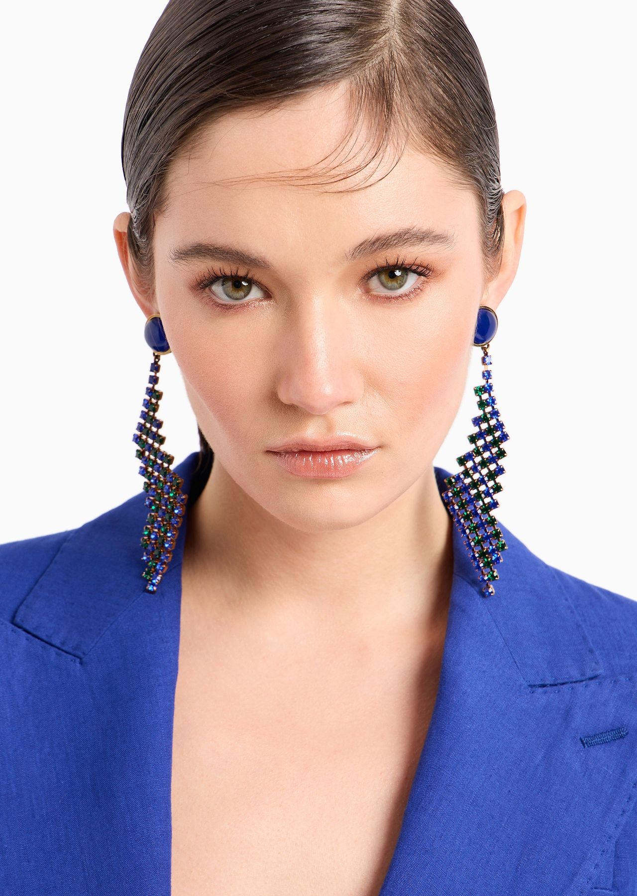 Clip-on pendant earrings with metallic mesh - 3