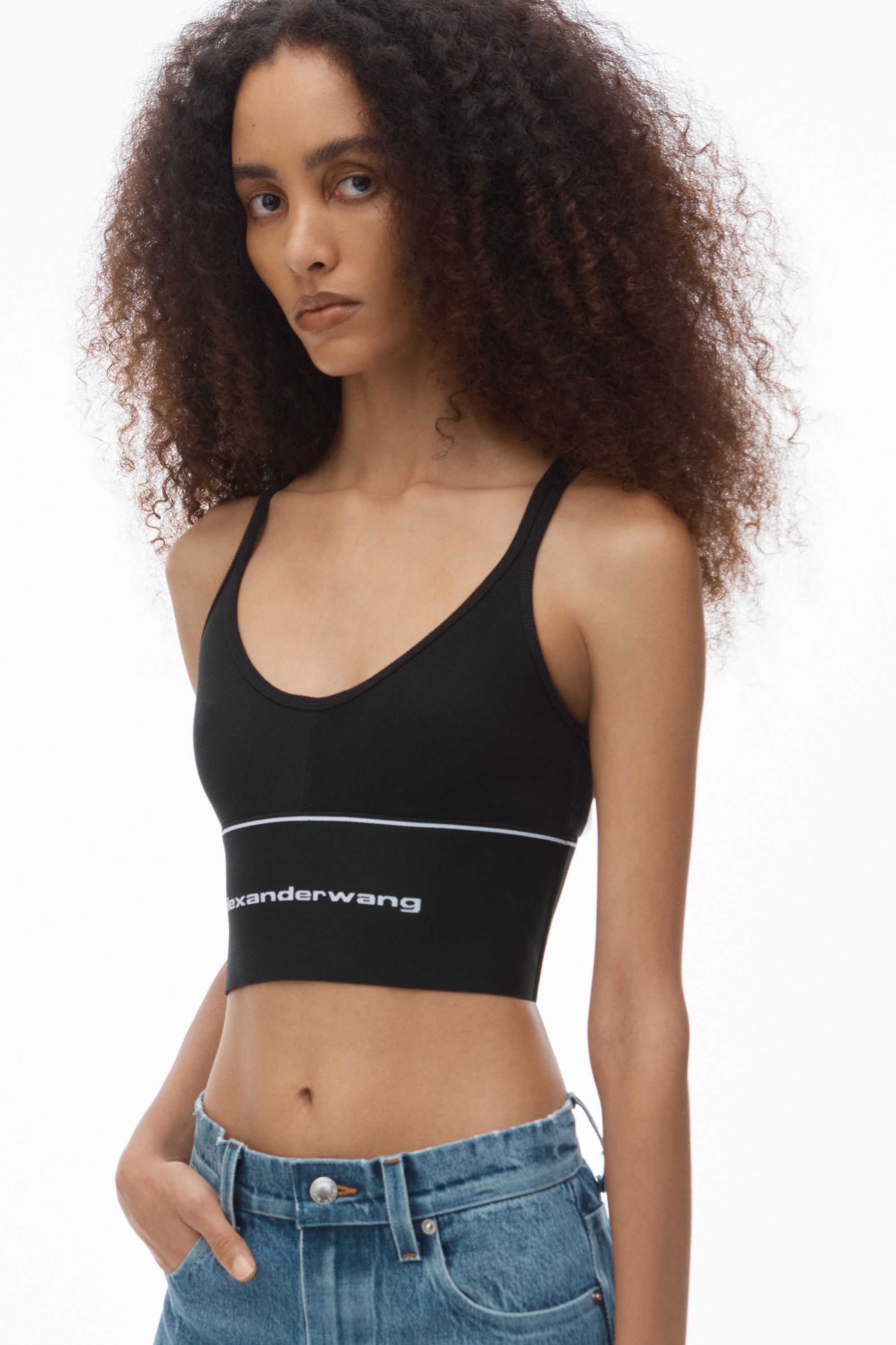LOGO ELASTIC BRA IN RIBBED JERSEY - 3
