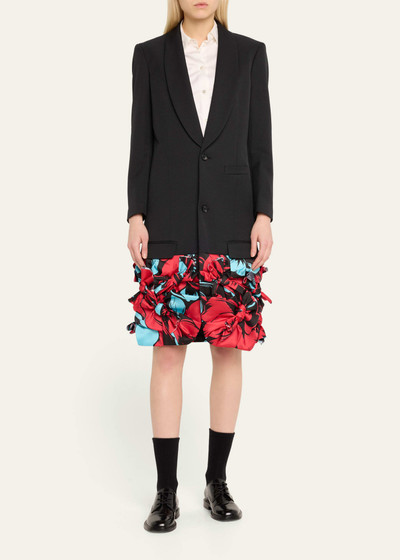 Comme Des Garçons Long Mixed-Media Floral Bow Applique Jacket outlook