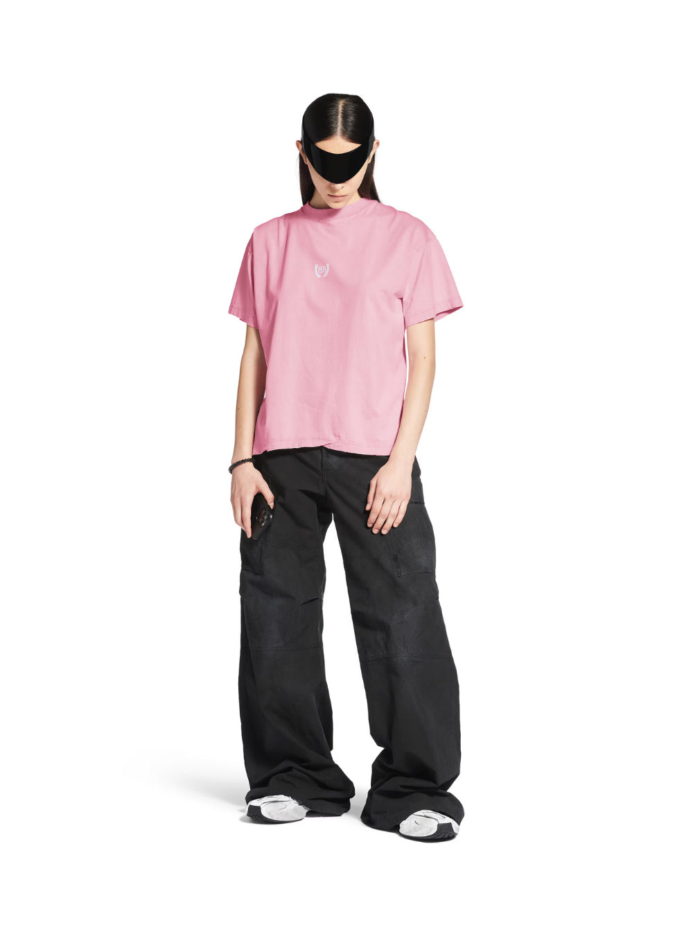 Balenciaga Women Pink Crewneck T-Shirt With Dropped Shoulders And Logo Detail On The Front In Cotton - 4