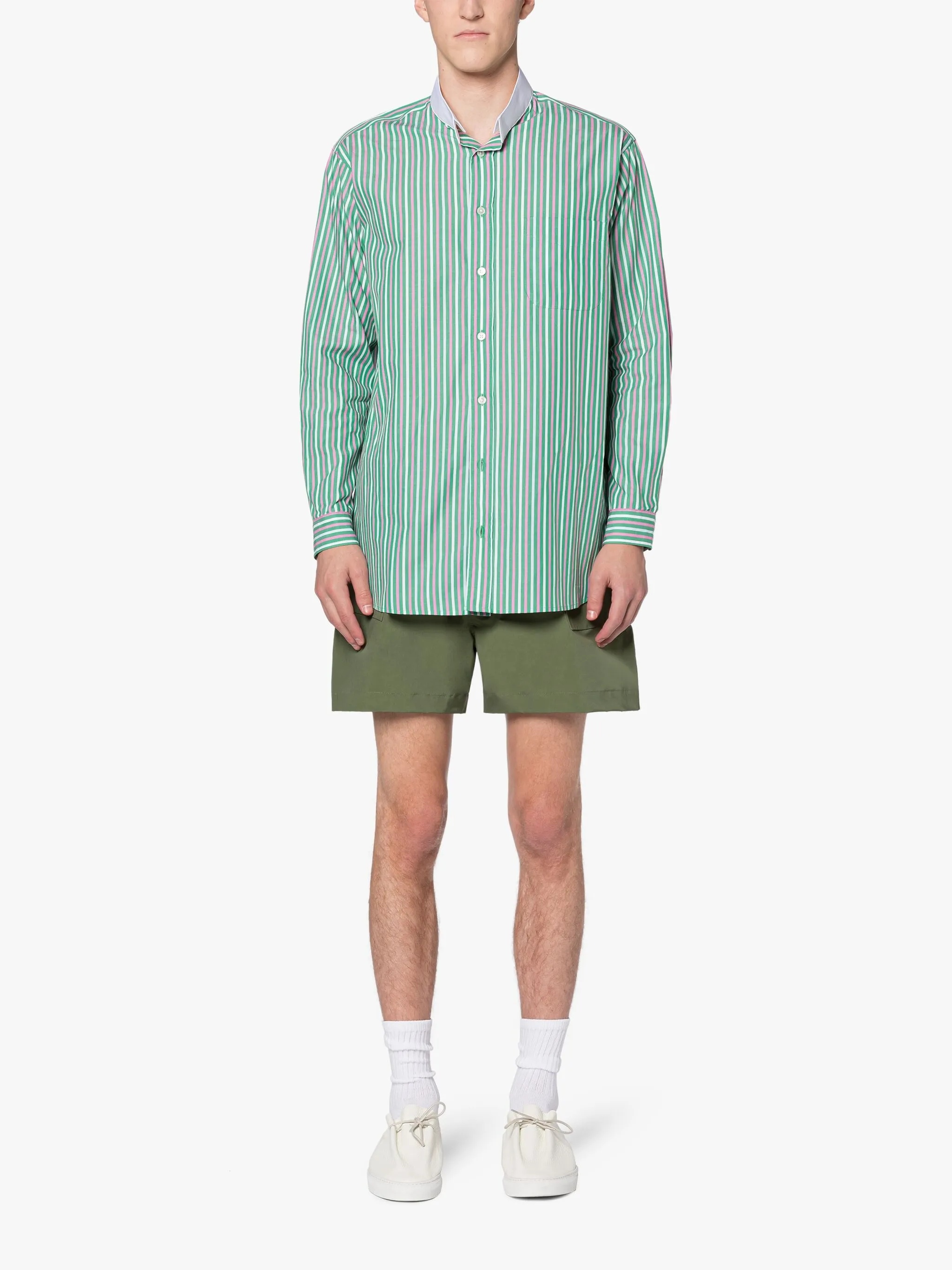 ROMA GREEN & PINK STRIPE BUTTON DOWN SHIRT - 2