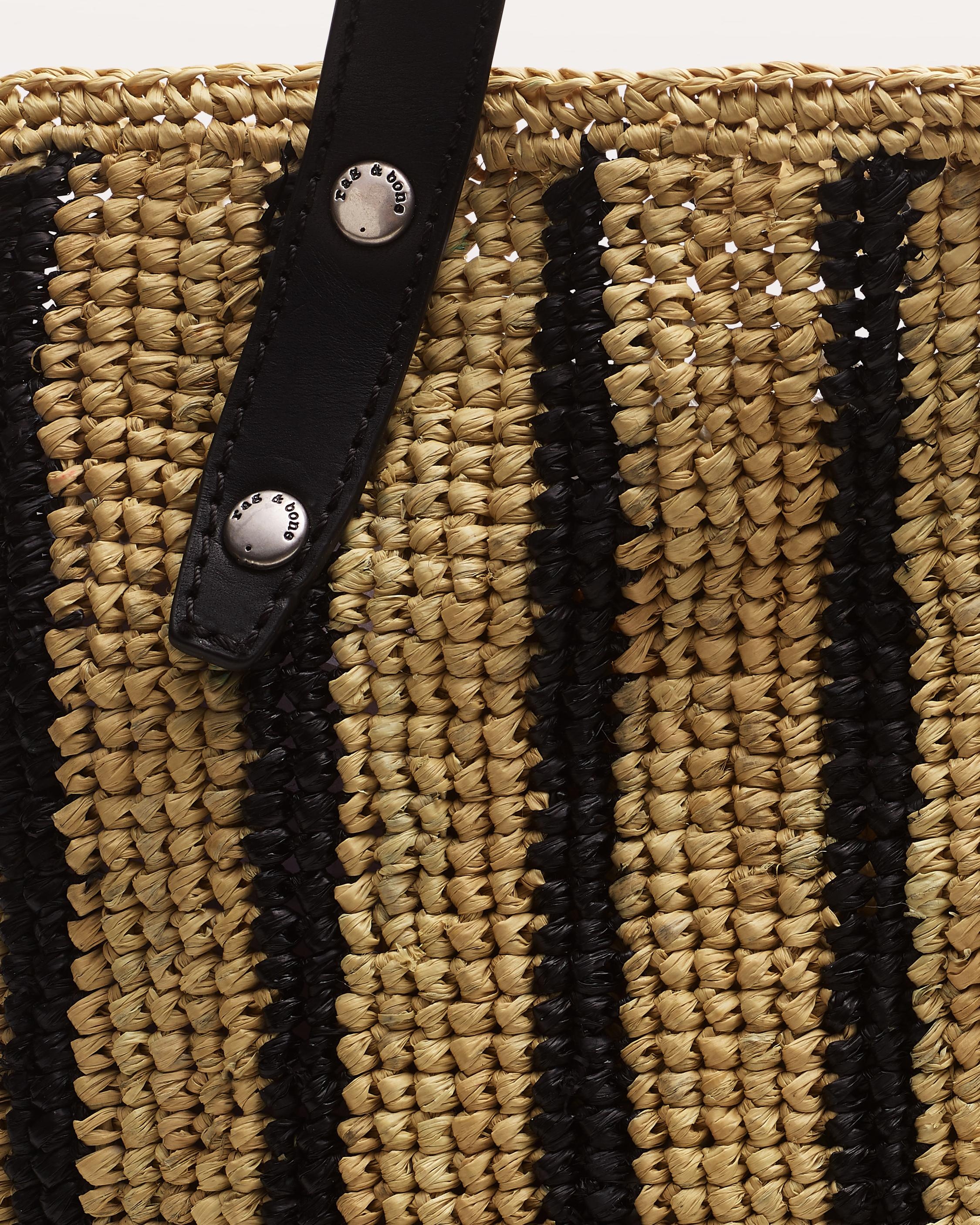 Small Striped Straw Tote Bag - 4
