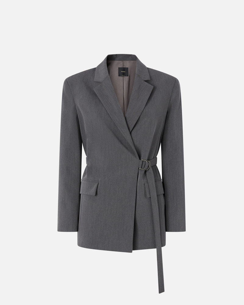 GREY COOL WOOL BLAZER WITH BELT 1
