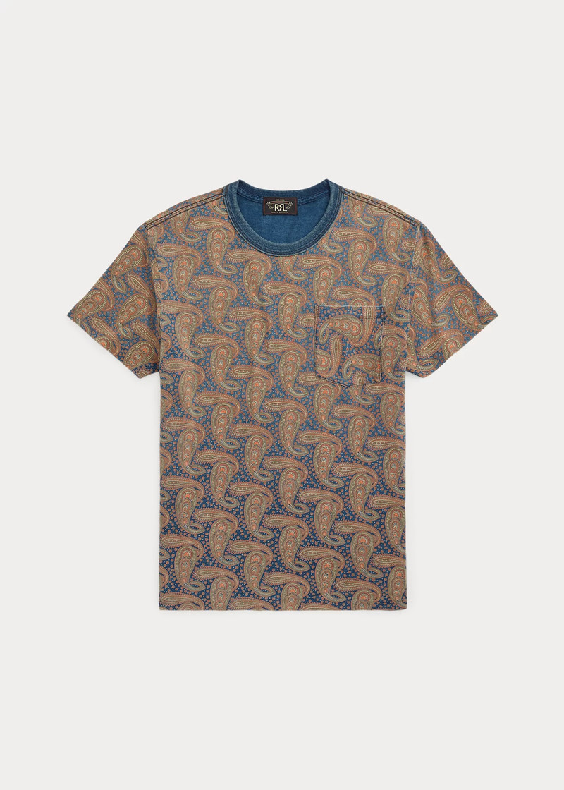 Indigo Paisley Jersey Pocket T-Shirt 1