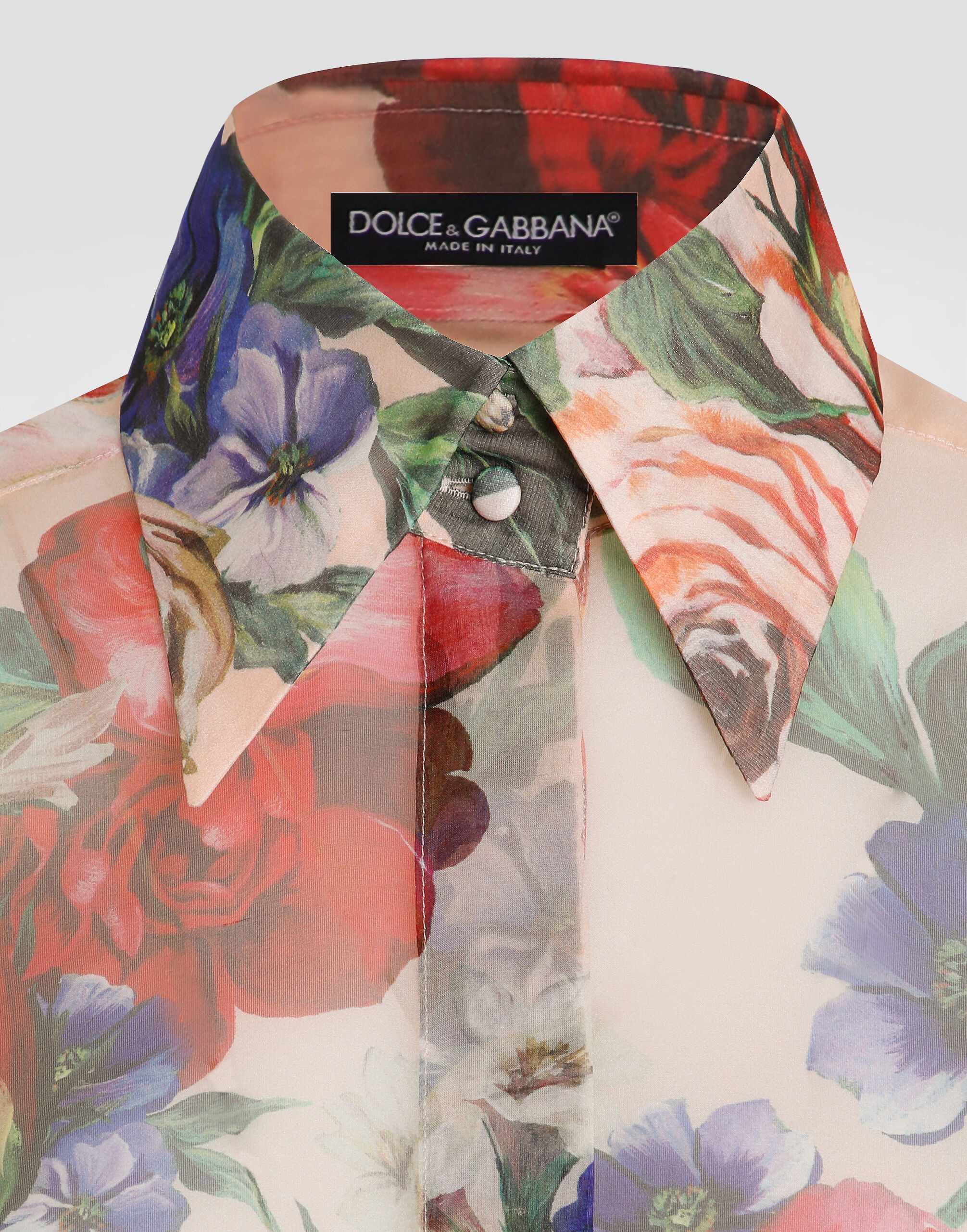 Long-sleeved floral-print chiffon shirt - 3
