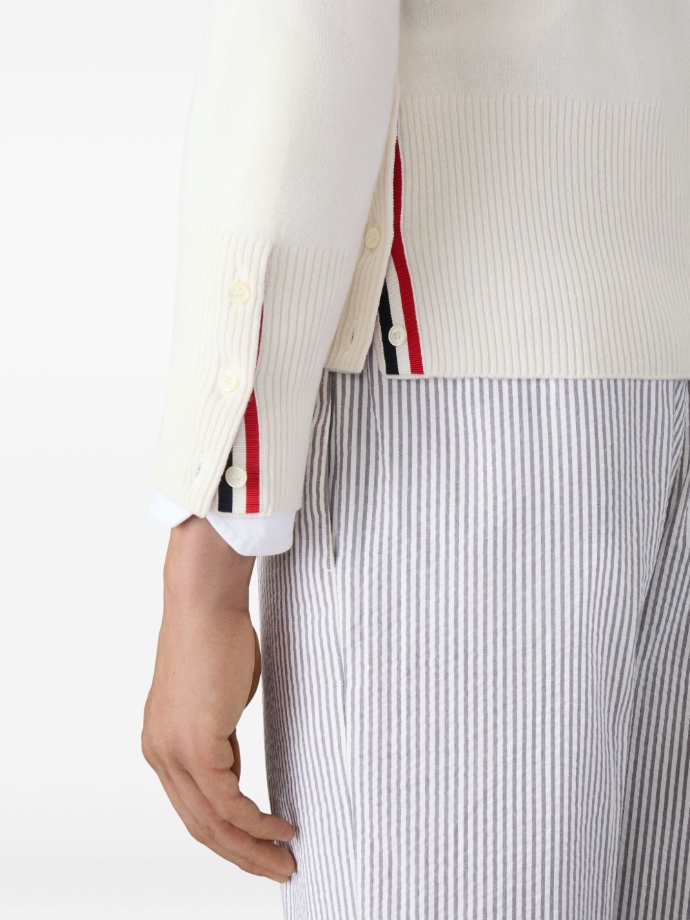 four-bar V-neck cardigan - 5