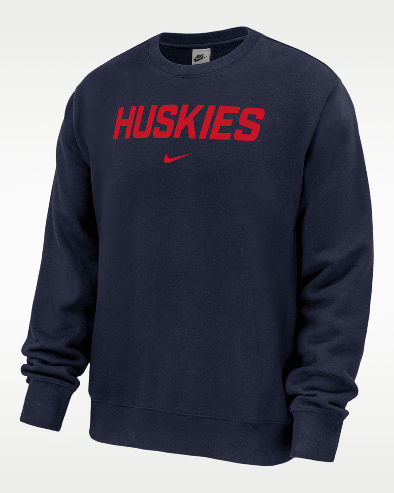 Connecticut Huskies Club Fleece Men's Nike NCAA Pullover Crew-Neck Sweatshirt 1