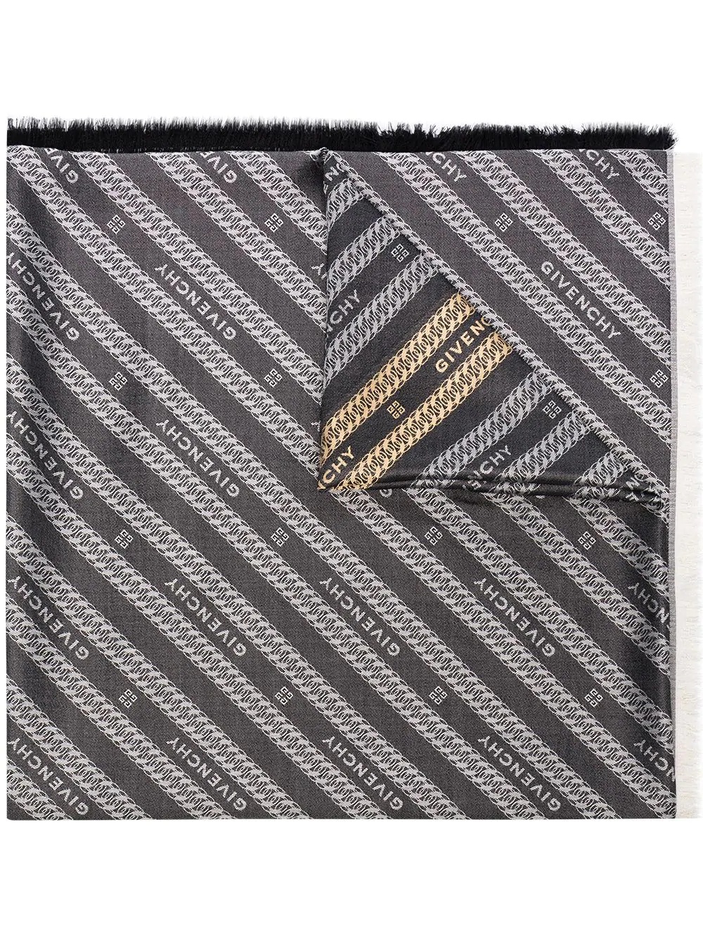 logo embroidered silk scarf - 1