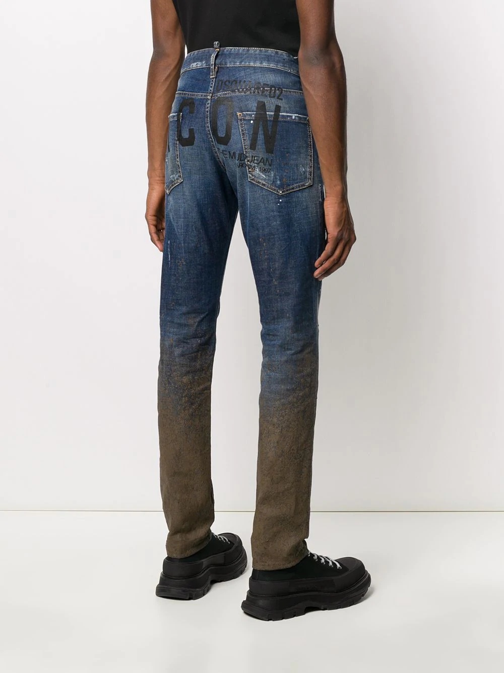 dirty-effect slim-fit jeans - 4