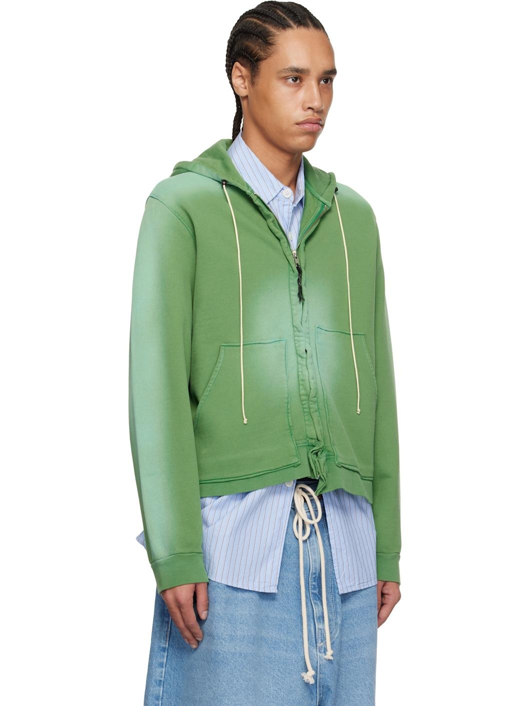 Green Fitted Zip Hoodie - 2