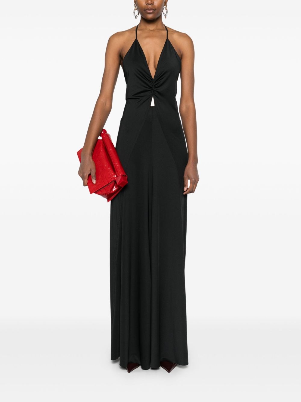 V-neck ruched maxi dress - 2