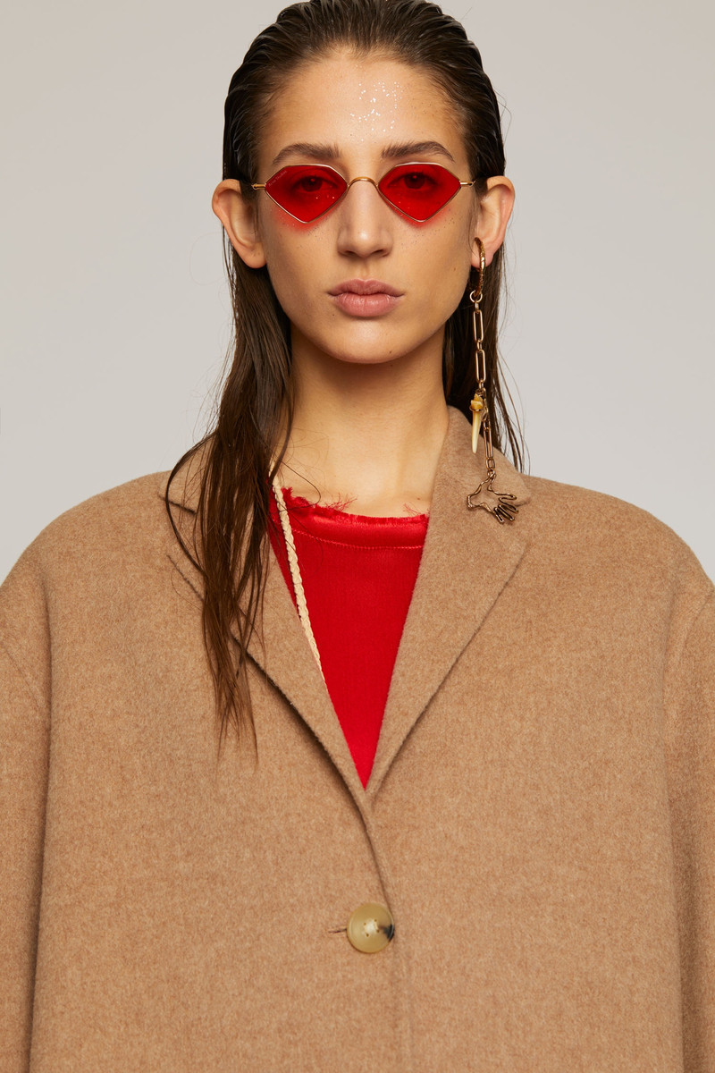 Single-breasted wool coat camel melange 6