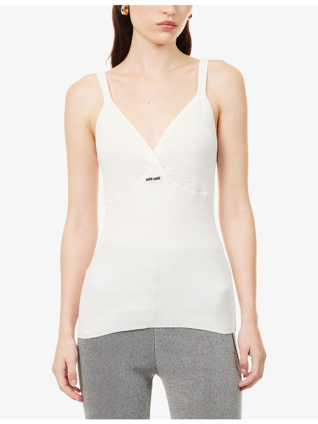 Ribbed Shoulder-Straps Cotton Top - 3