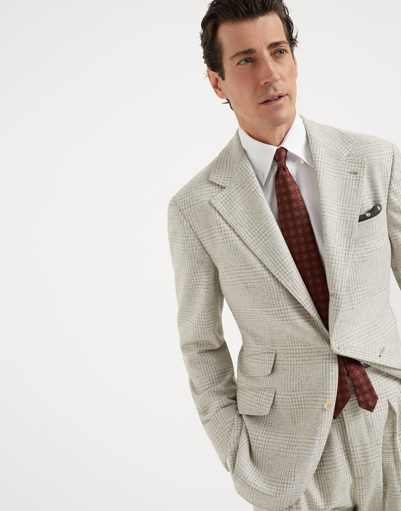 Comfort wool, silk and cashmere Prince of Wales deconstructed Cavallo blazer 4