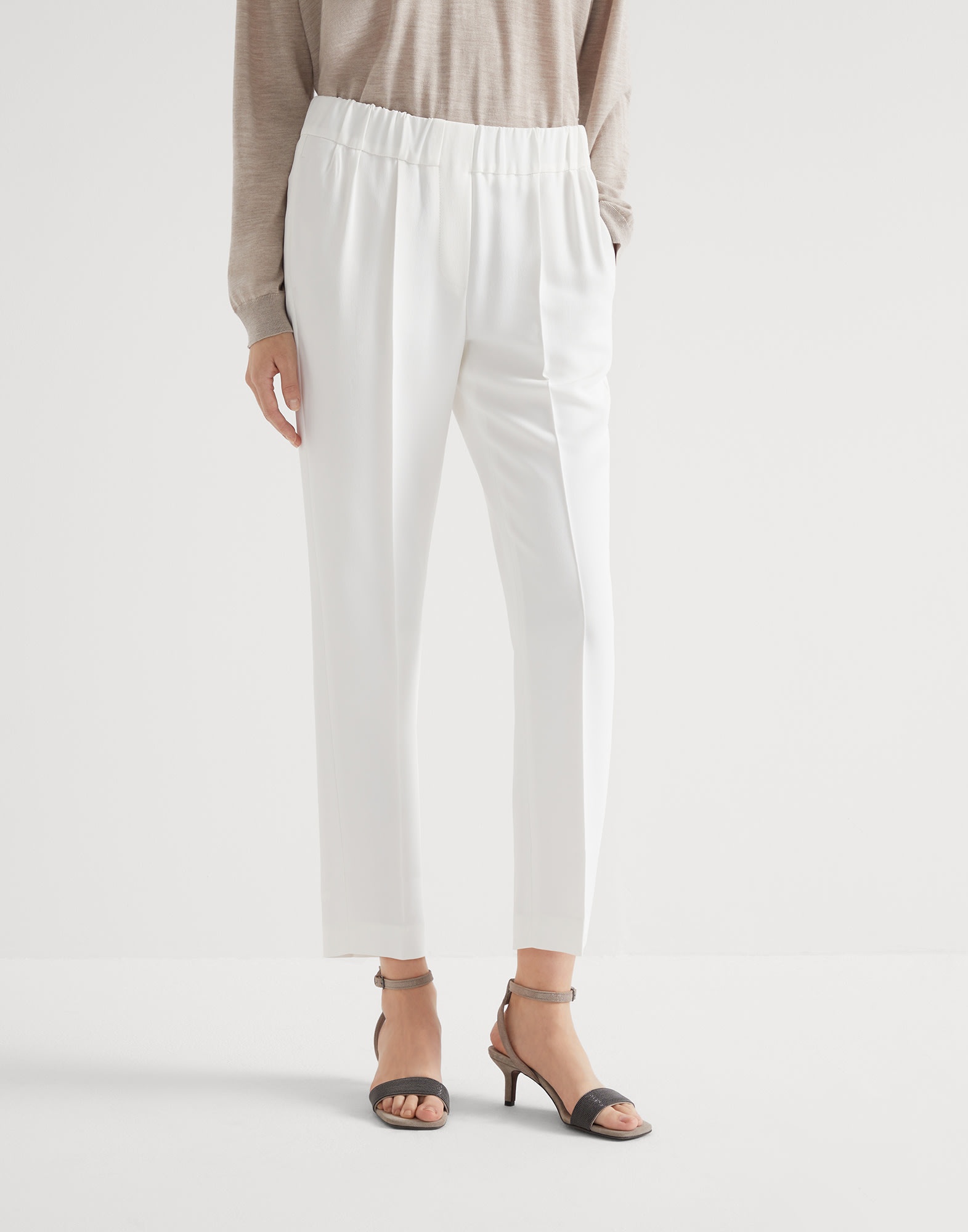 Silk and acetate crêpe cady tailored jogger trousers - 1