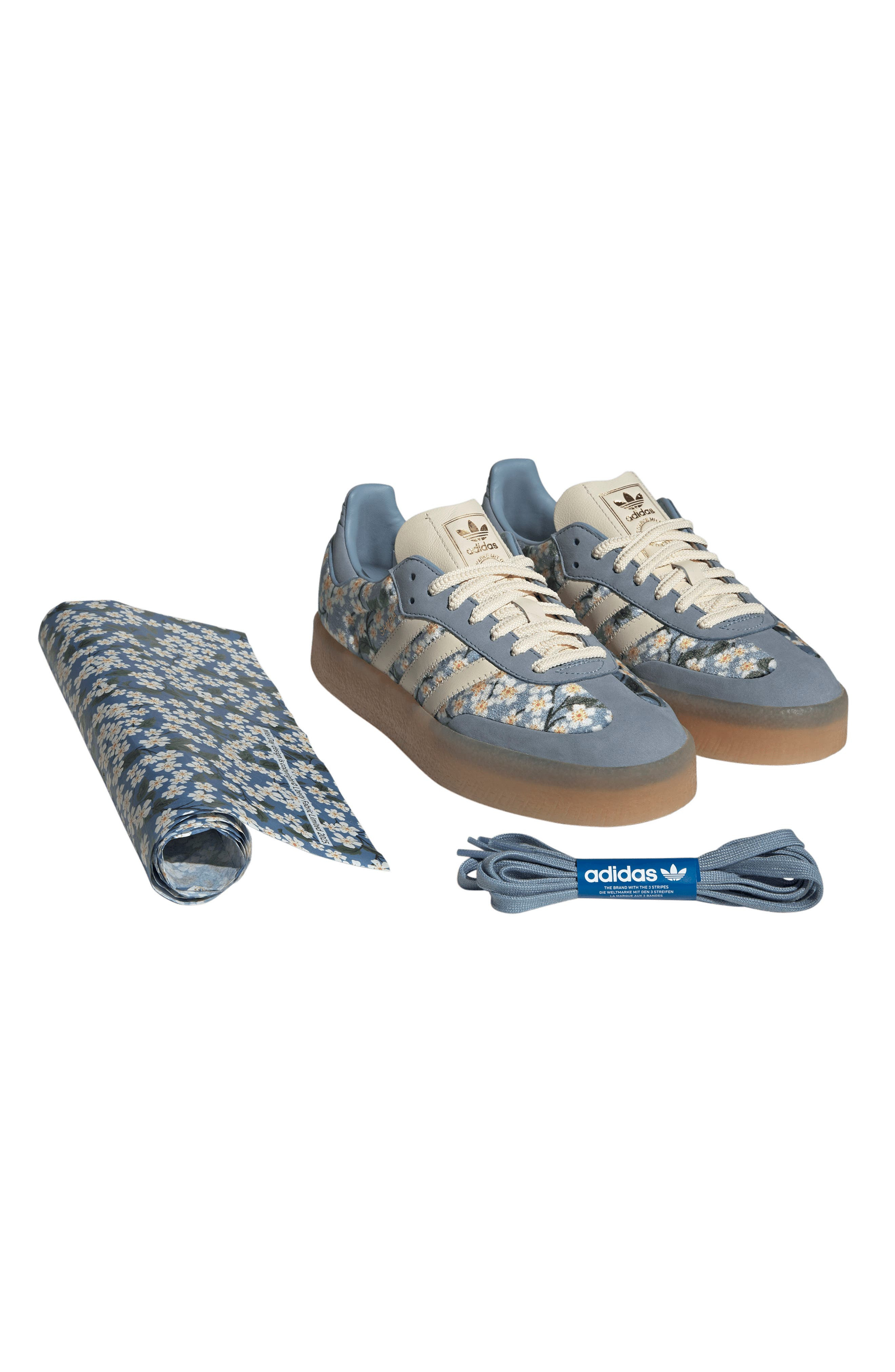 adidas x Liberty London Sambae Sneaker in Blue/Cream White/Metallic at Nordstrom - 8