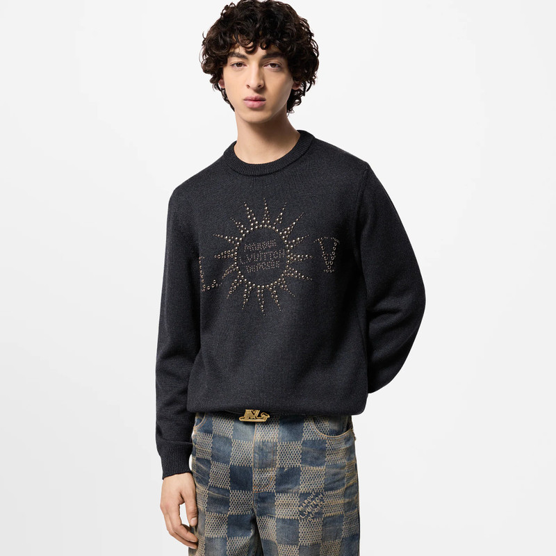 Embellished Long-Sleeved Merino Wool Crewneck 2