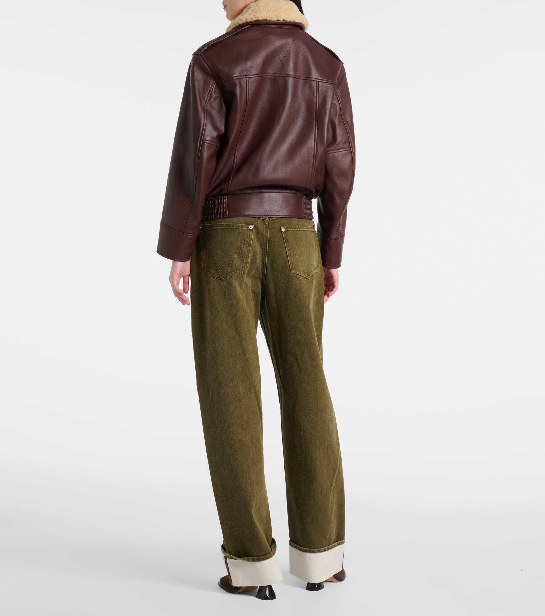 Shearling-trimmed leather blouson - 3