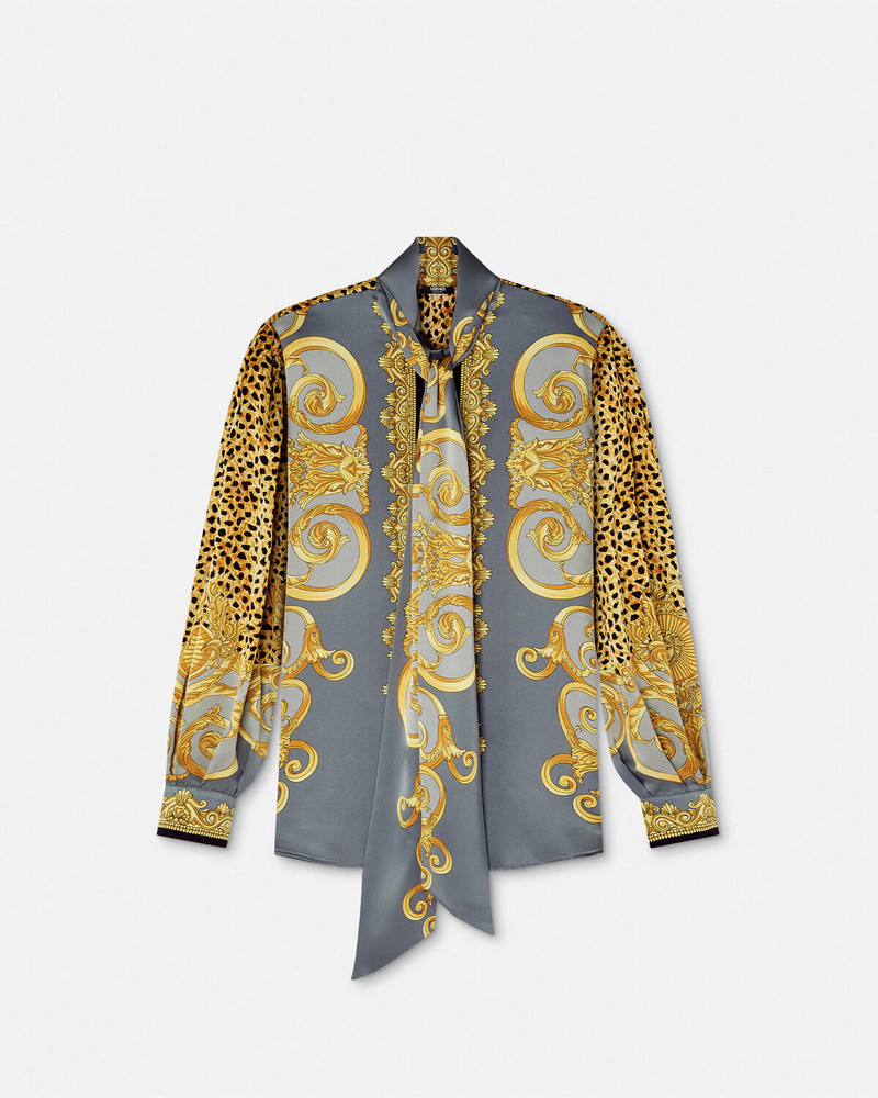 Cheetah Foulard Silk Lavallière Shirt - 1