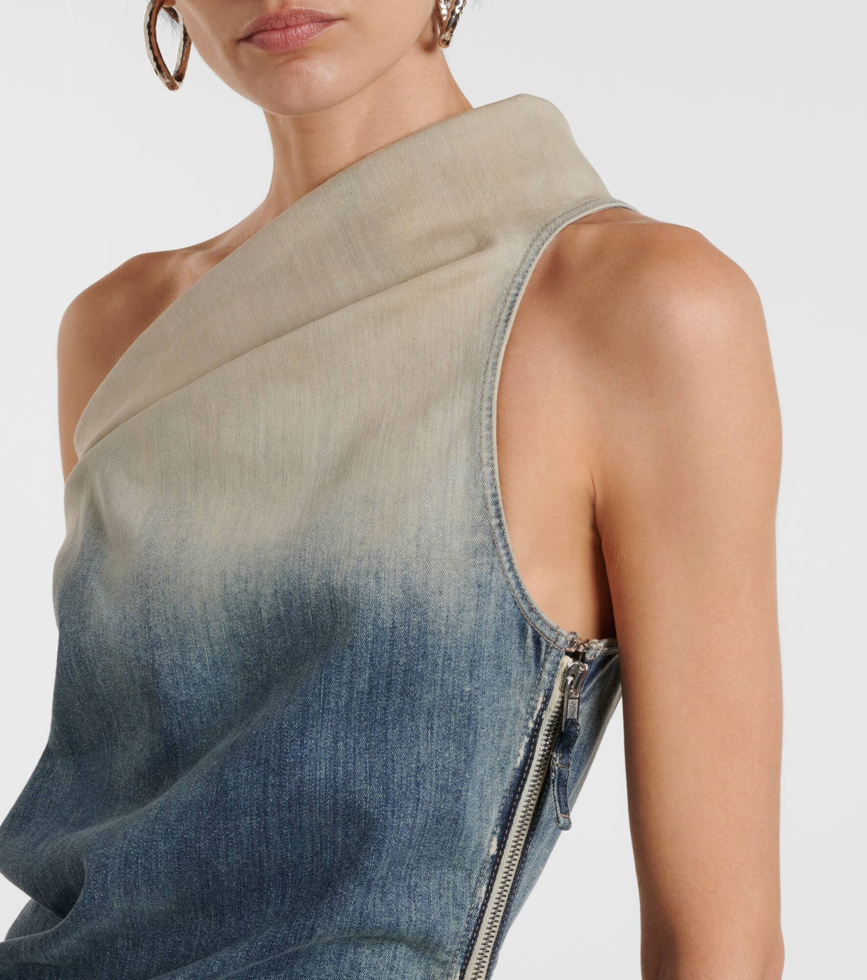 Athena one-shoulder denim midi dress - 4
