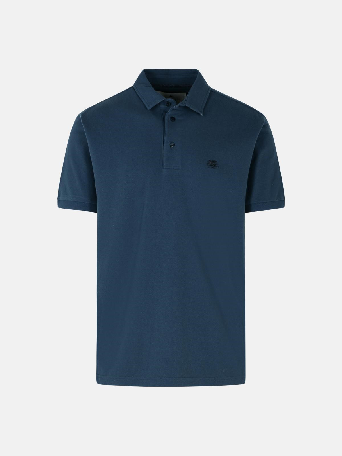 'ROMA' NAVY COTTON POLO SHIRT - 1