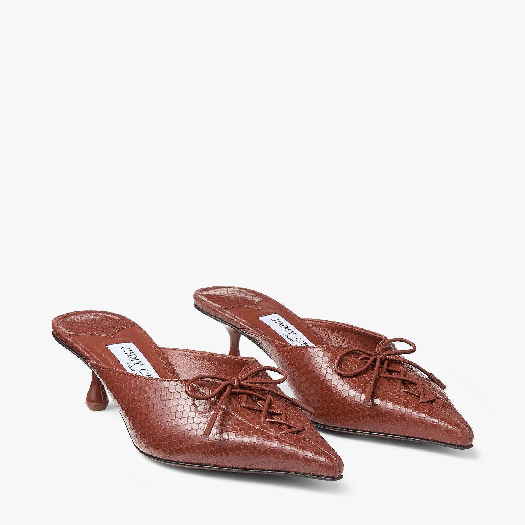 Scarlett Mule 50
Cognac Elaphe Printed Leather Mules - 2