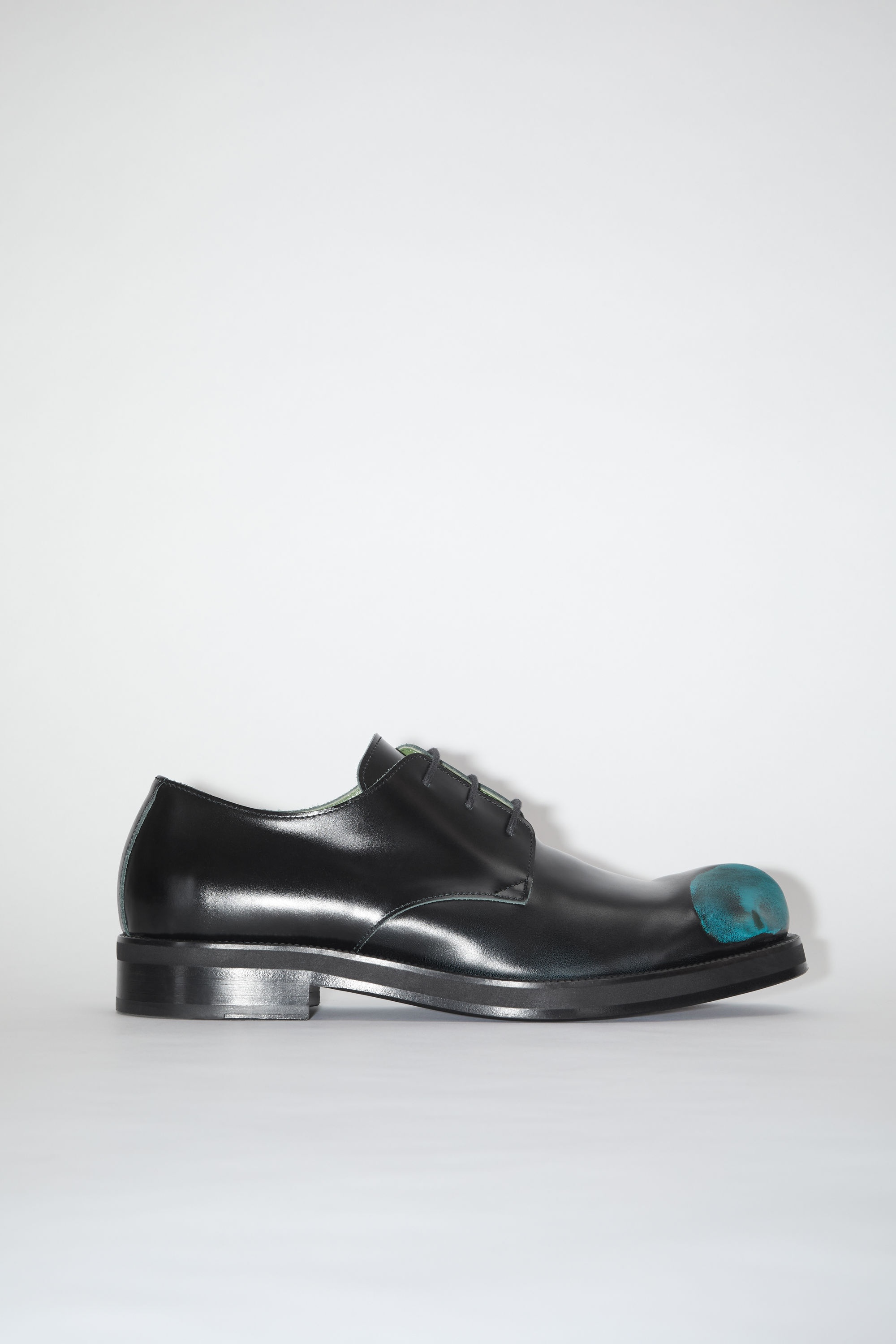 Leather derby shoes - Turquoise blue/black - 1
