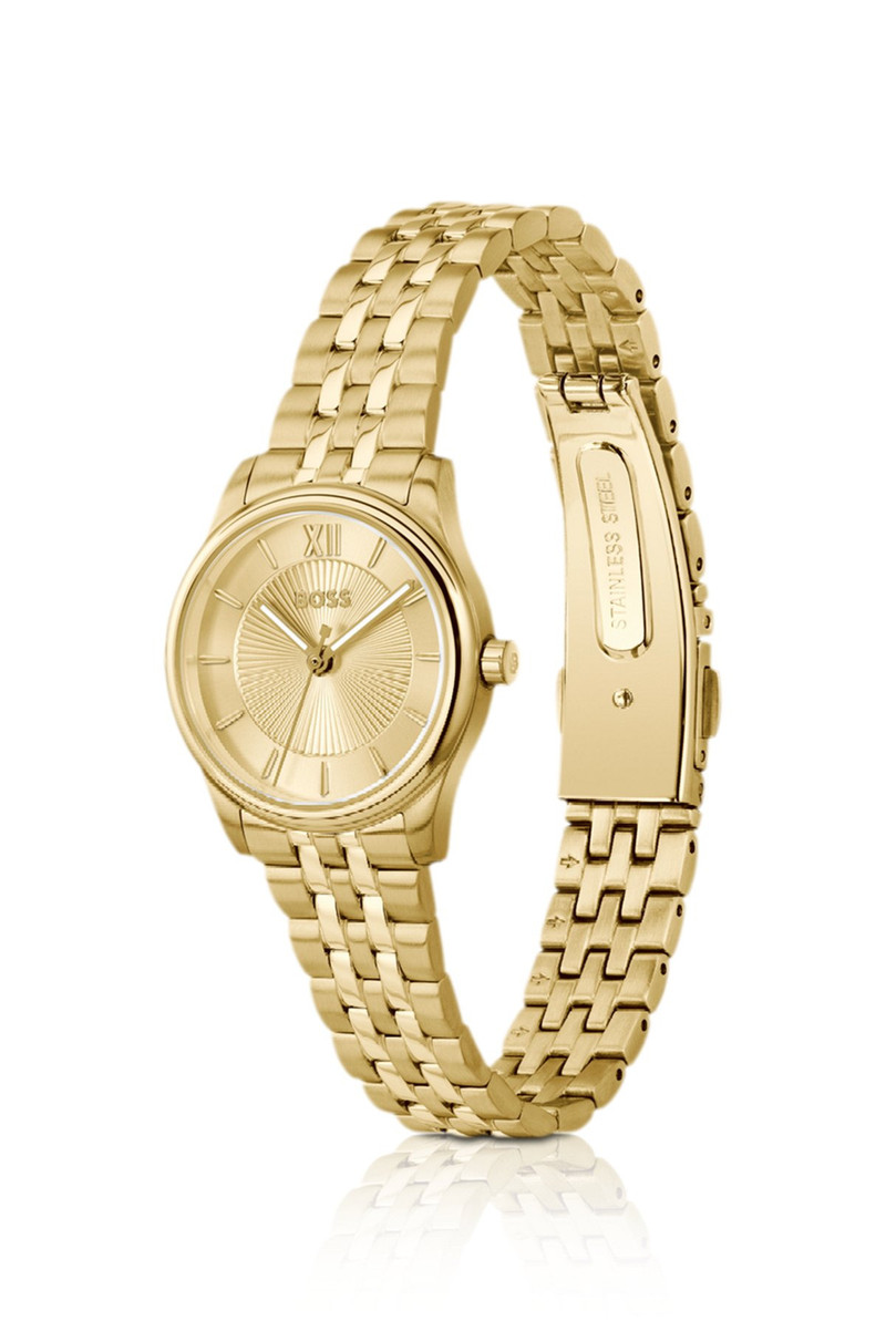BOSS GRACEFUL GOLD-TONE WATCH WITH SUNBURST-PATTERNED DIAL outlook