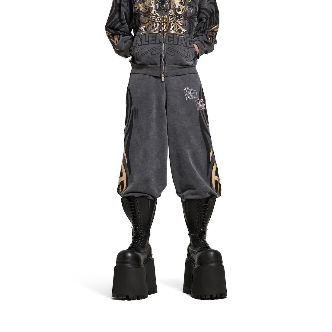 Men's Tacky Gold Baggy Sweatpants in Black - 5