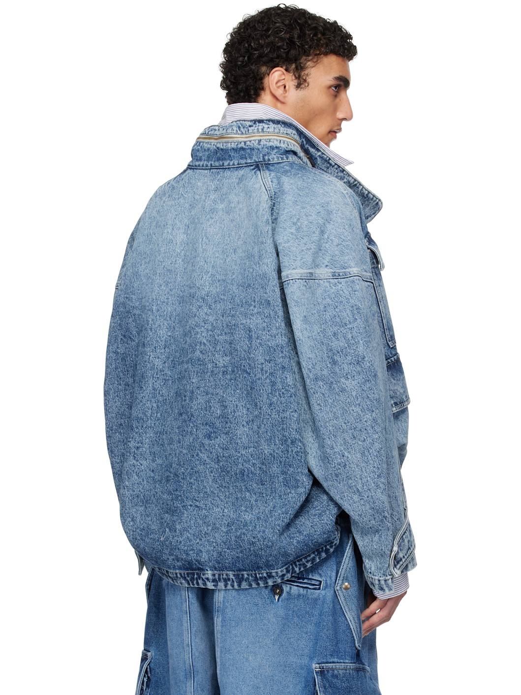 Blue Flap Pocket Denim Jacket - 3