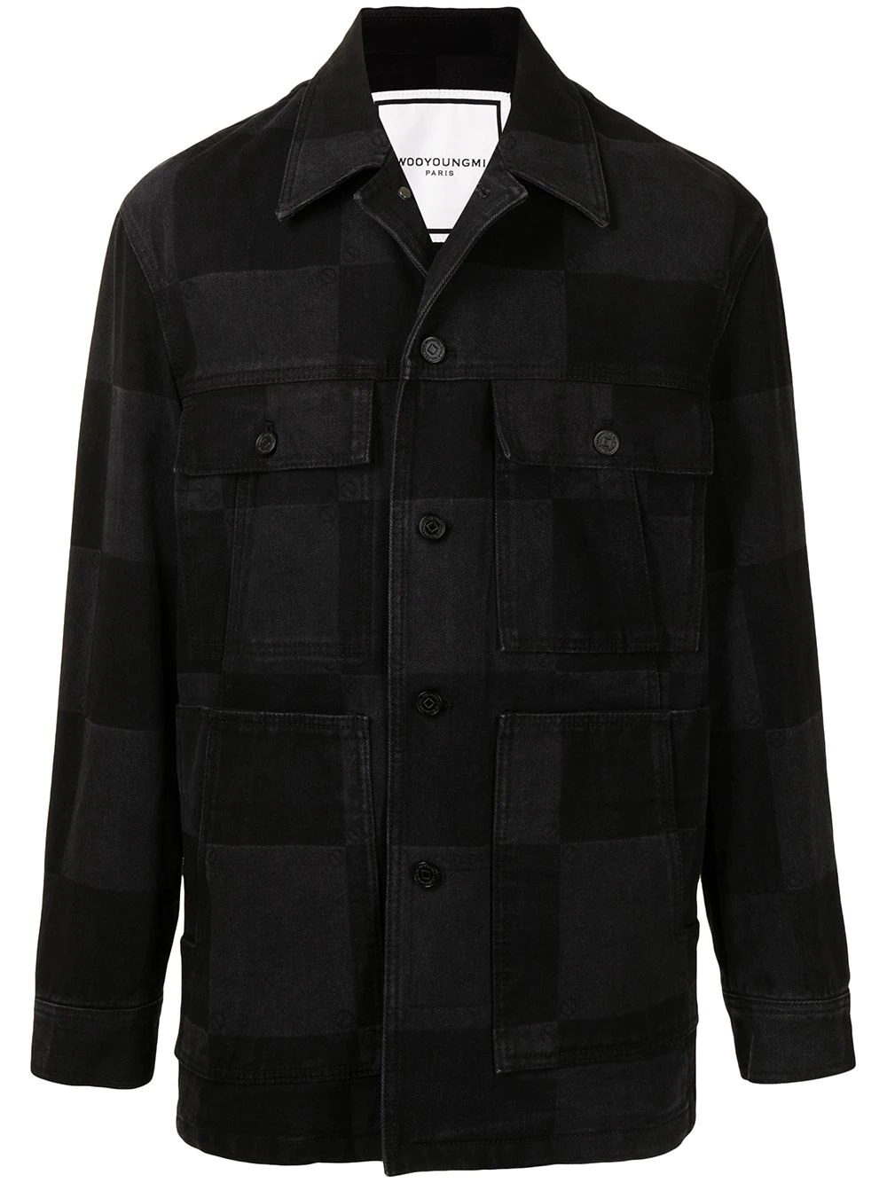 checked denim shirt jacket - 1