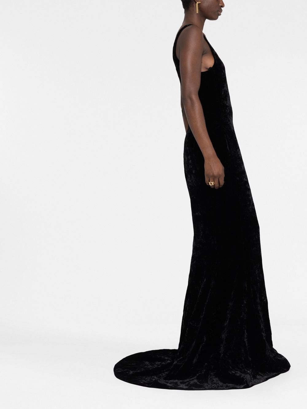 velvet sleeveless evening dress - 4