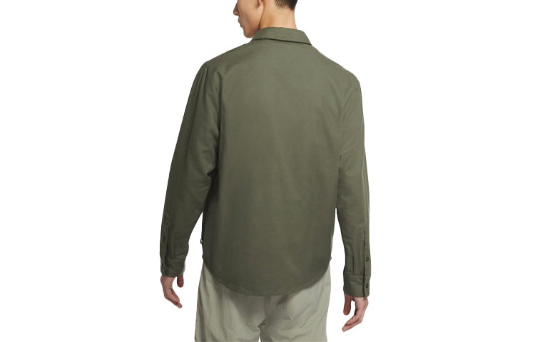 Nike SB Flannel Solid Color Casual Sports Skateboard Shirt Green Army green CV4450-325 - 2