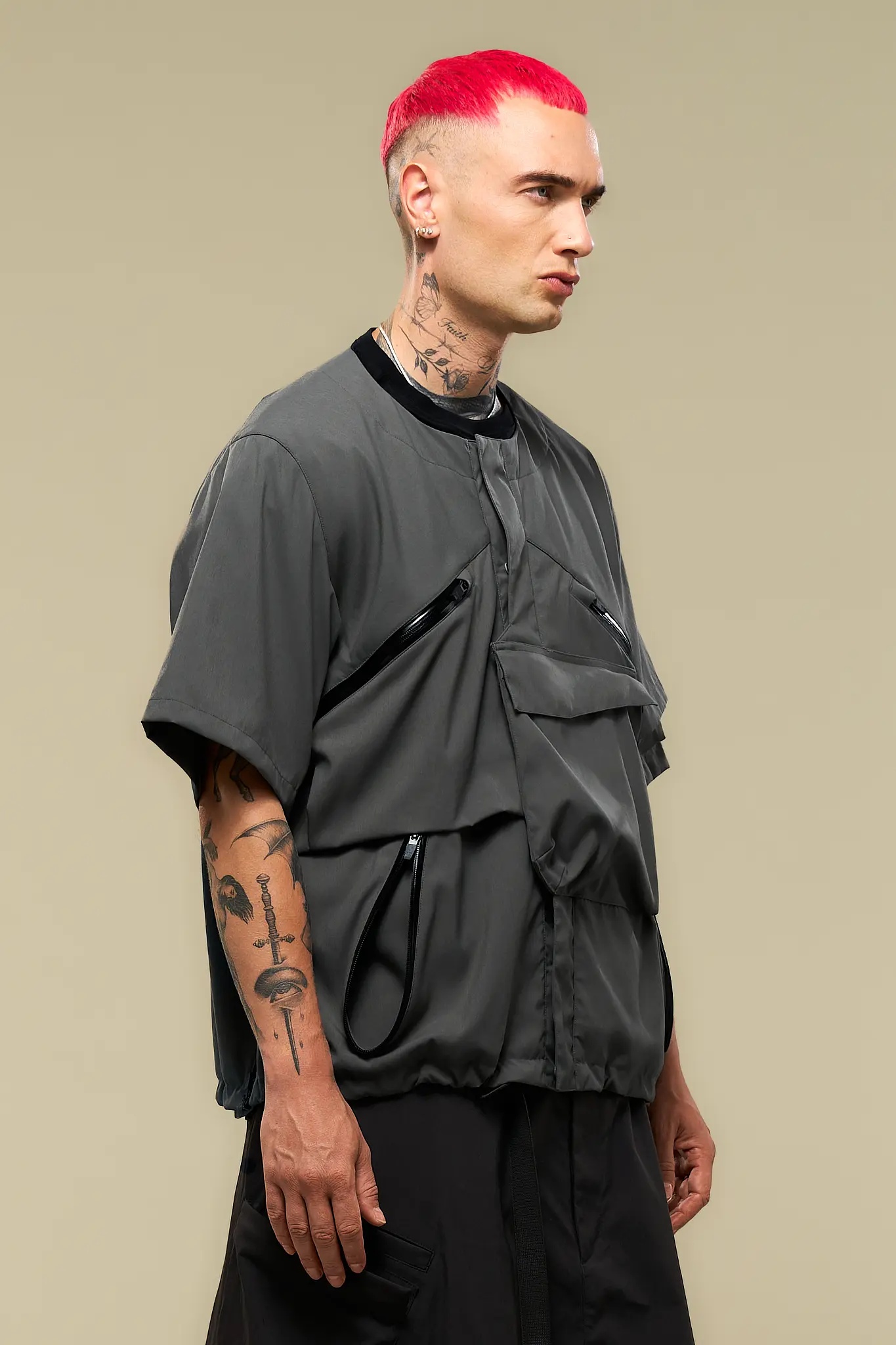V1A-M Nylon Stretch Interops Vest Gray - 7
