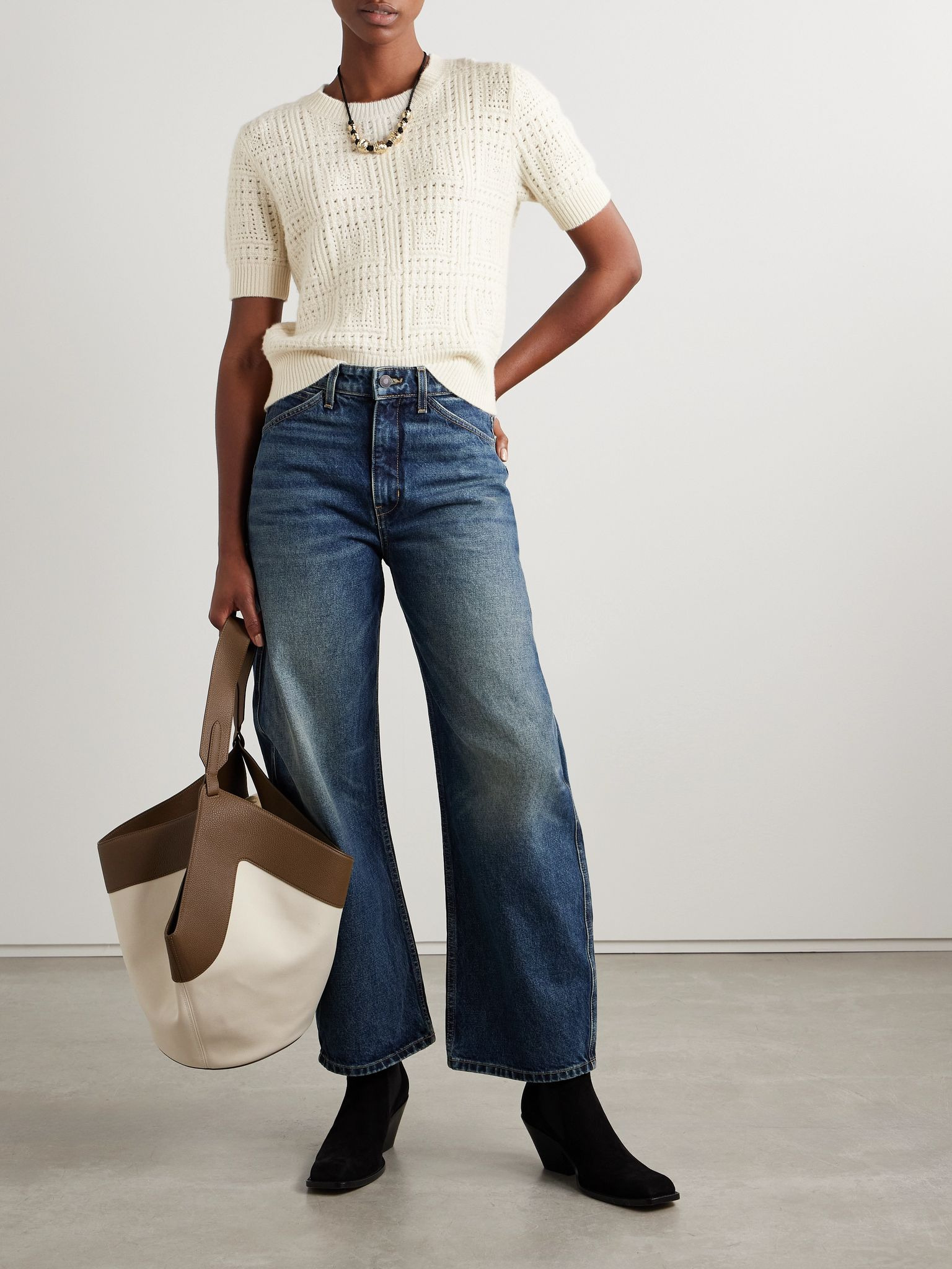 Elysia pointelle-knit cashmere sweater Ivory - 2