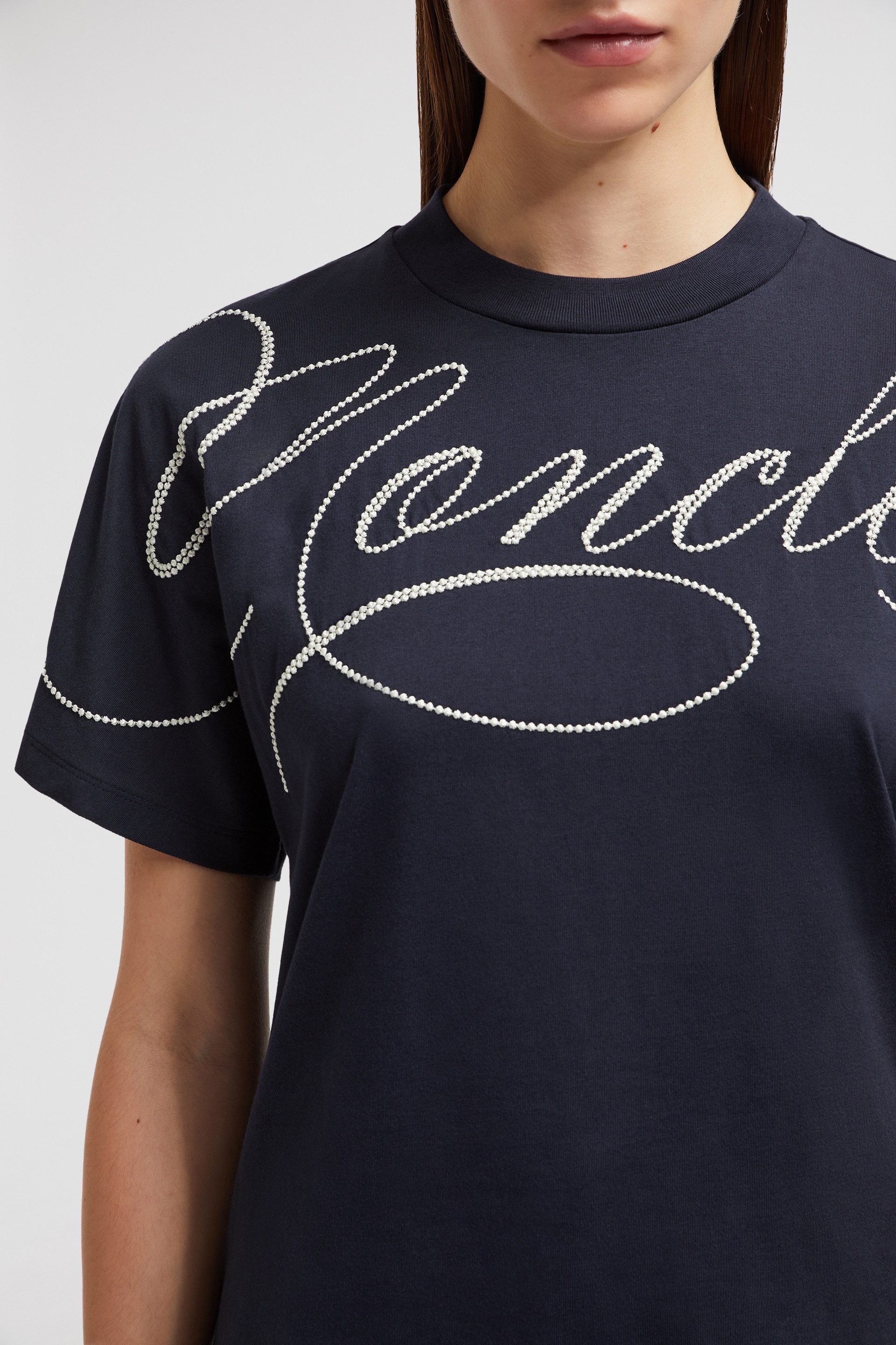Embroidered Cursive Logo Cotton T-Shirt - 6