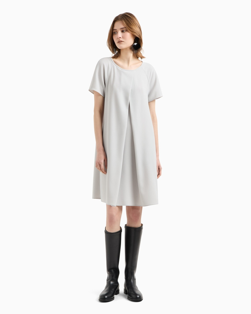 EMPORIO ARMANI TECHNO CADY FLARED DRESS WITH OVERSIZED GODET PLEAT outlook
