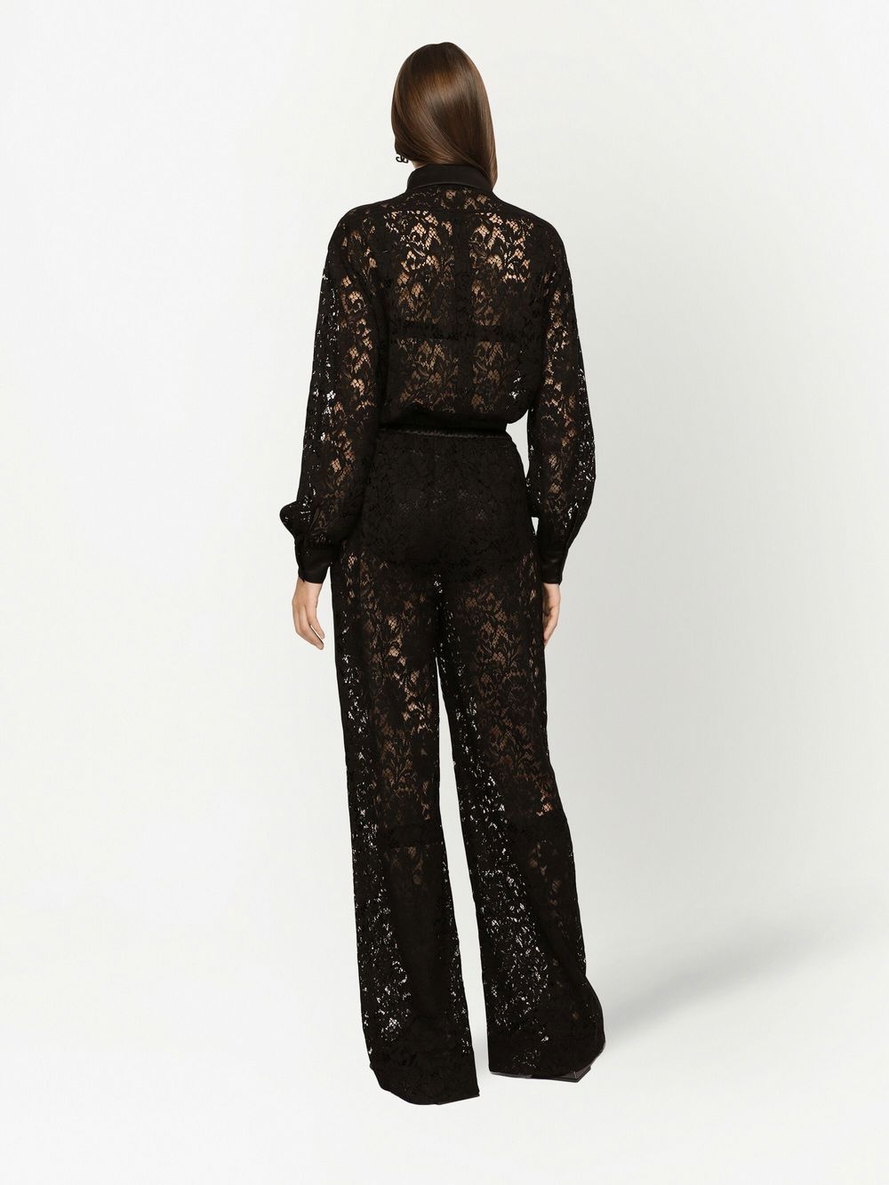 lace-trim long-sleeve jumpsuit - 4