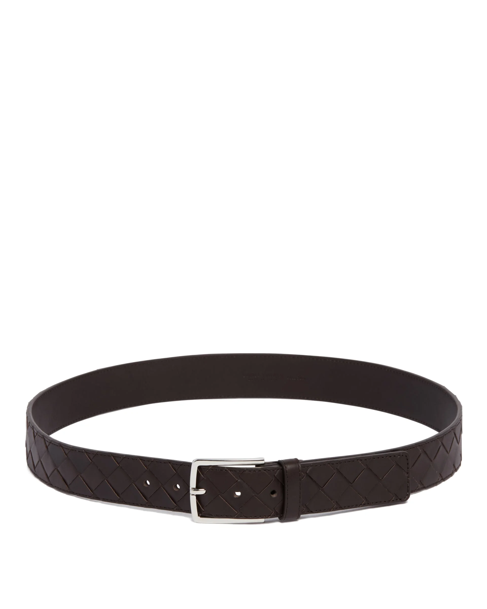 Brown Leather Intrecciato Belt - 1